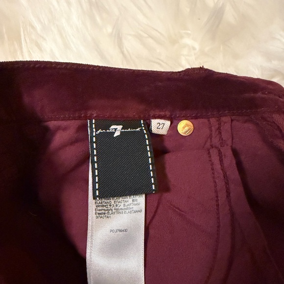 7 For All Mankind Women's Burgundy Velvet Straight Leg Jeans - Picture 5 of 5